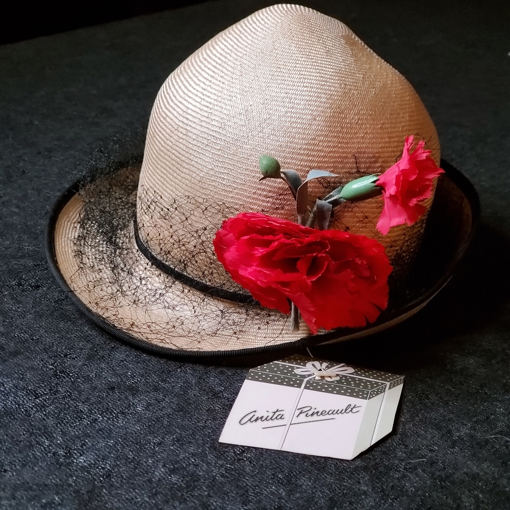 💙*) VINTAGE 1960s Anita Pineault Womens Bowler New with Tags - Picture 2 of 7